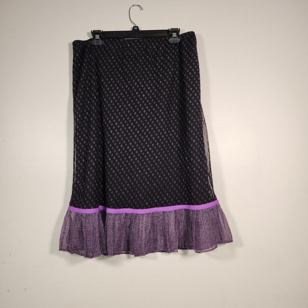 CATO Midi Skirt Women 18/20W Purple Black Sheer Ruffle Ethereal Whimsigoth Retro - Picture 3 of 11